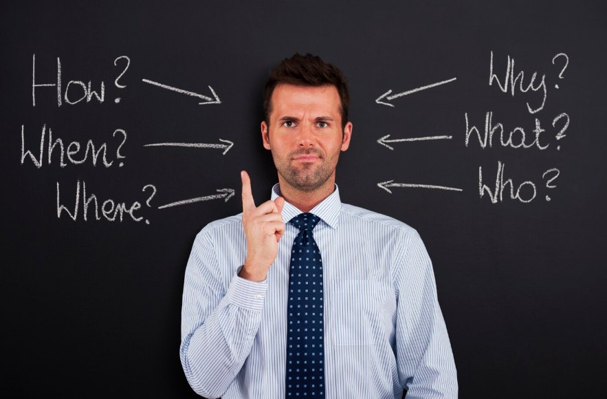 A man asking who, what, when, where, why and how — the questions we answer before every project